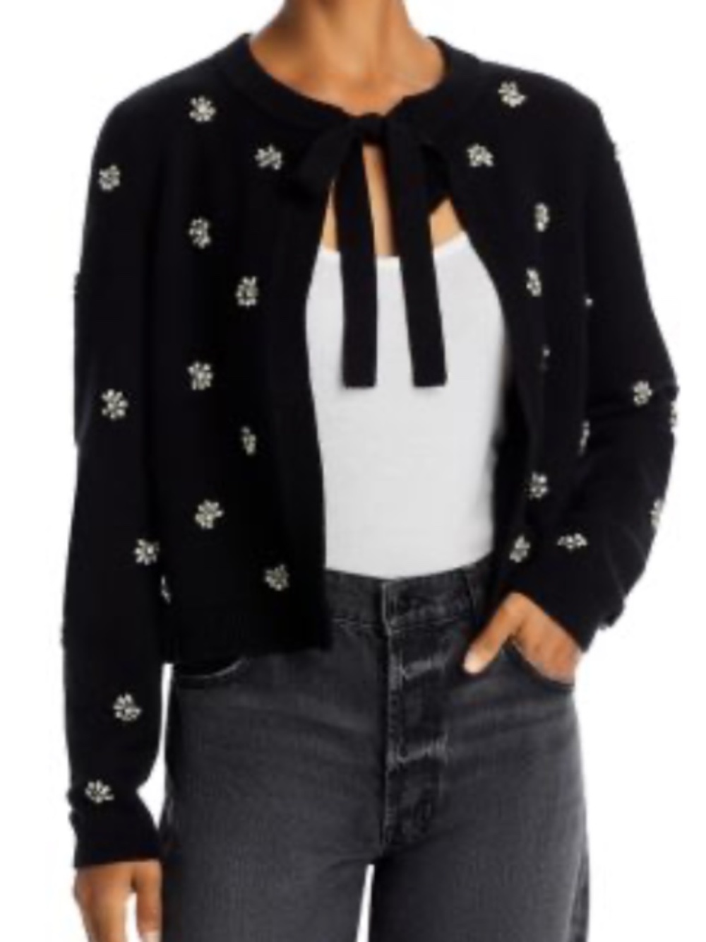 AQUA Bow Embellished Cardigan